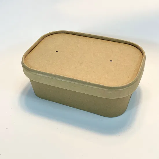 Boîte d'emballage alimentaire en papier kraft biodégradable jetable personnalisé avec couvercle