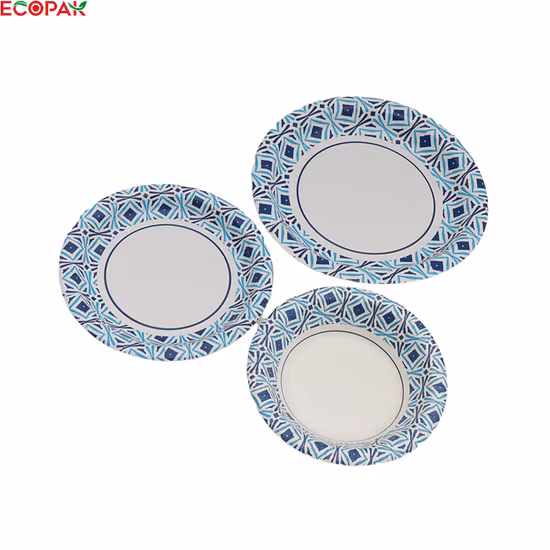Assiette en papier ronde de vaisselle biodégradable compostable jetable pour pique-nique